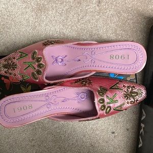 AKA Pink slides. Embroidery and Stones